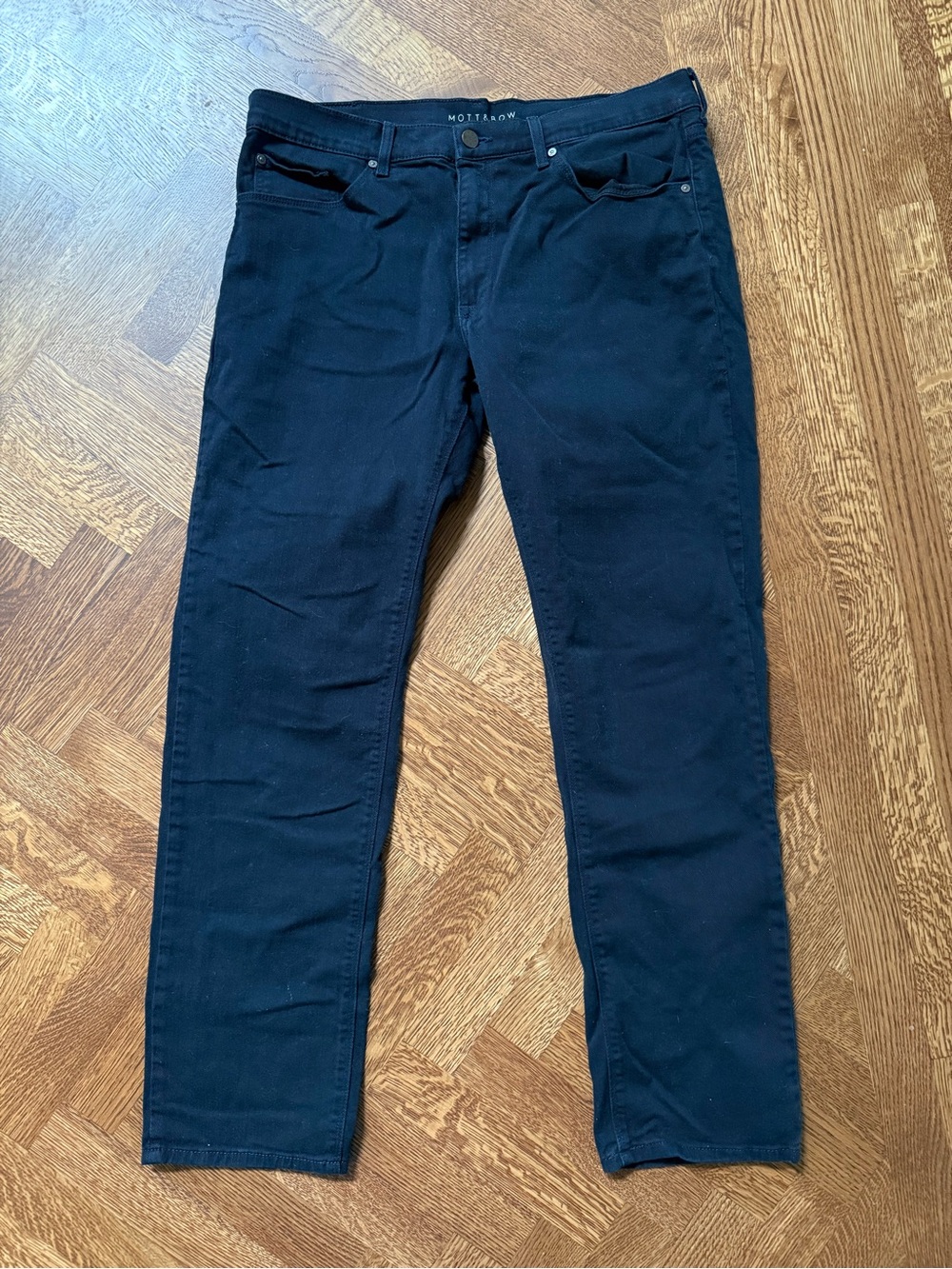 MOTT & BOW Slim Denim Jeans Stretch Navy Blue Casual Staple Classic 34 x 32